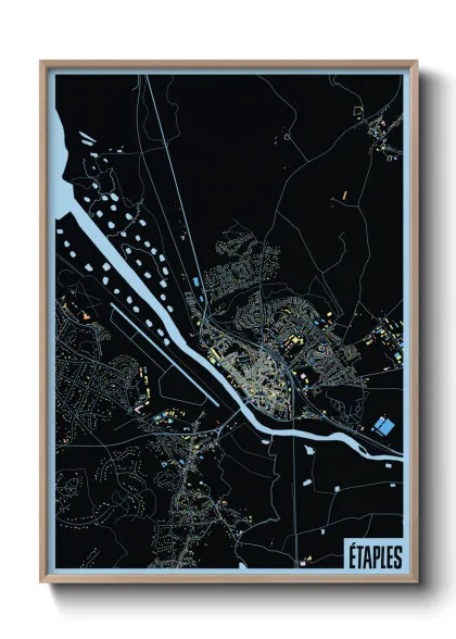 Une affiche de carte sur Étaples