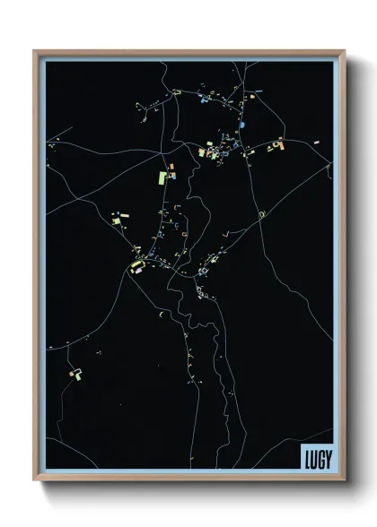 Une affiche de carte sur Lugy