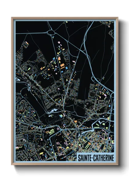 Une affiche de carte sur Sainte-Catherine