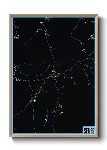 Une affiche de carte sur Selles