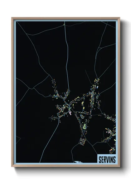 Une affiche de carte sur Servins