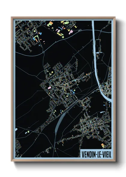 Une affiche de carte sur Vendin-le-Vieil