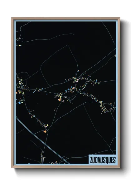 Une affiche de carte sur Zudausques