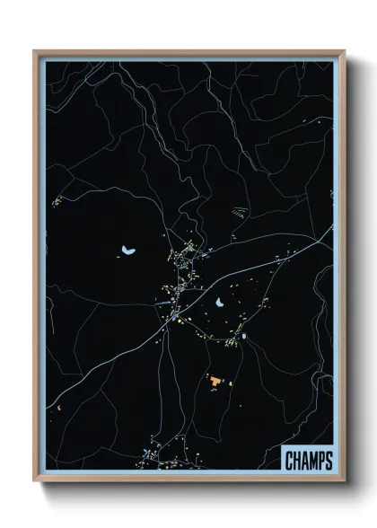 Une affiche de carte sur Champs