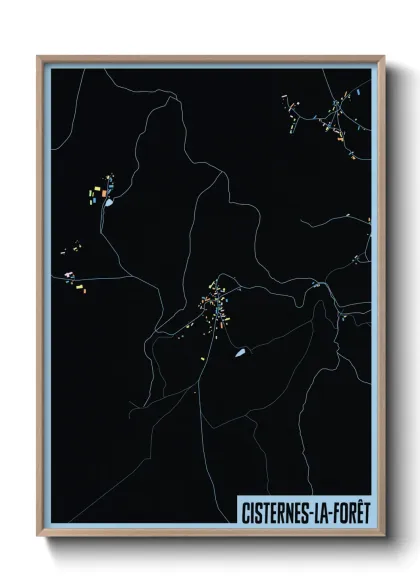 Une affiche de carte sur Cisternes-la-Forêt