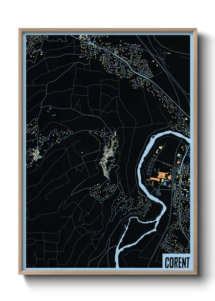 Une affiche de carte sur Corent