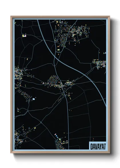 Une affiche de carte sur Davayat