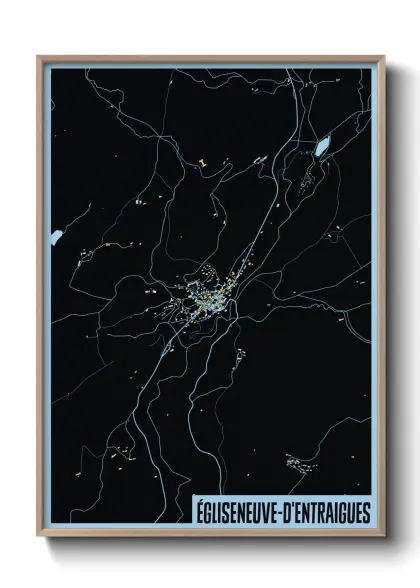 Une affiche de carte sur Égliseneuve-d'Entraigues