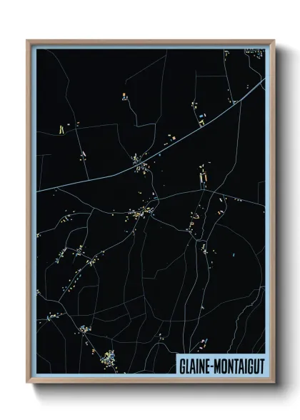 Une affiche de carte sur Glaine-Montaigut