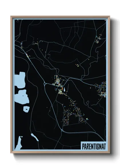 Une affiche de carte sur Parentignat
