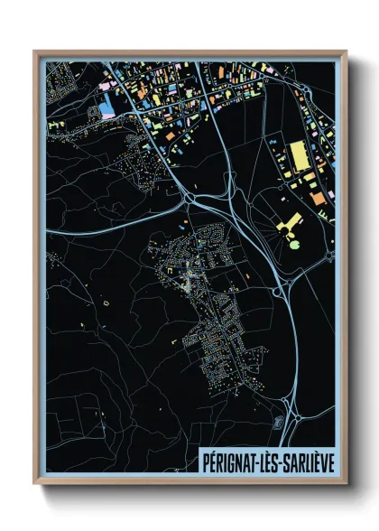 Une affiche de carte sur Pérignat-lès-Sarliève