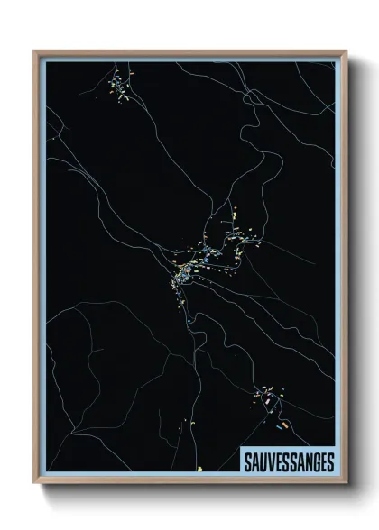 Une affiche de carte sur Sauvessanges