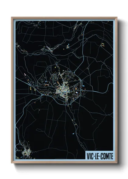 Une affiche de carte sur Vic-le-Comte