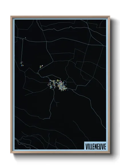 Une affiche de carte sur Villeneuve