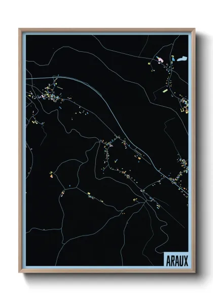 Une affiche de carte sur Araux