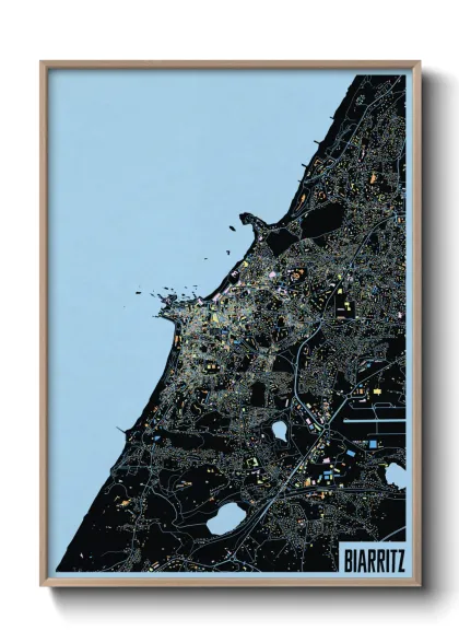 Une affiche de carte sur Biarritz