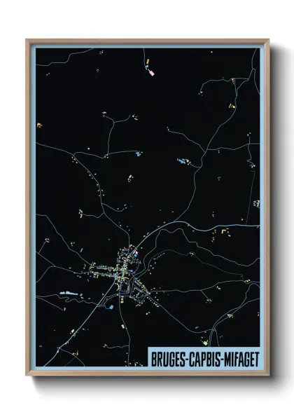 Une affiche de carte sur Bruges-Capbis-Mifaget