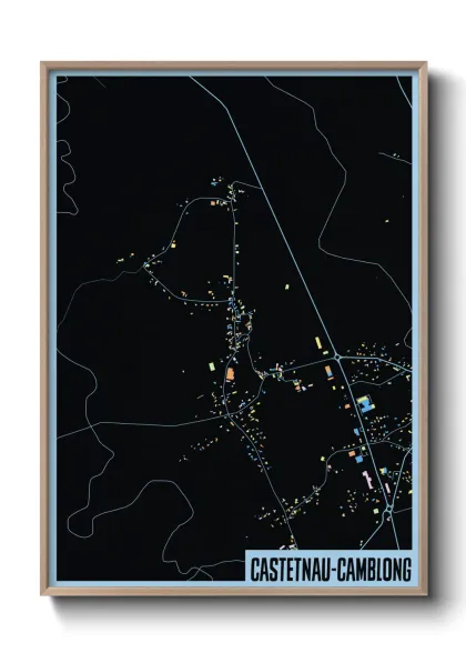 Une affiche de carte sur Castetnau-Camblong