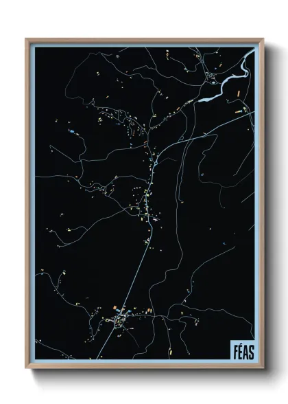 Une affiche de carte sur Féas