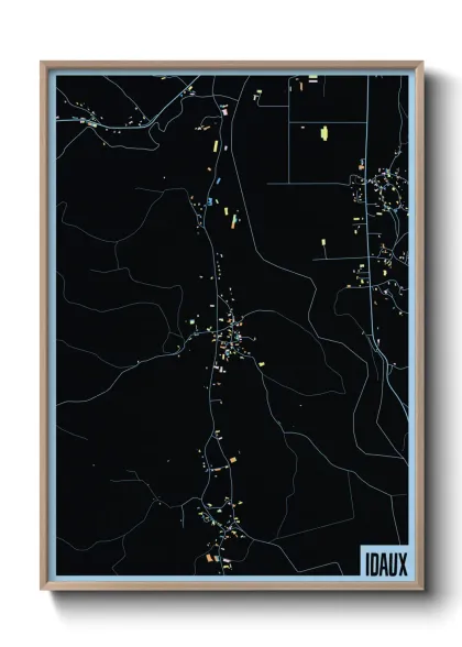 Une affiche de carte sur Idaux