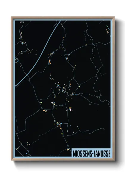 Une affiche de carte sur Miossens-Lanusse