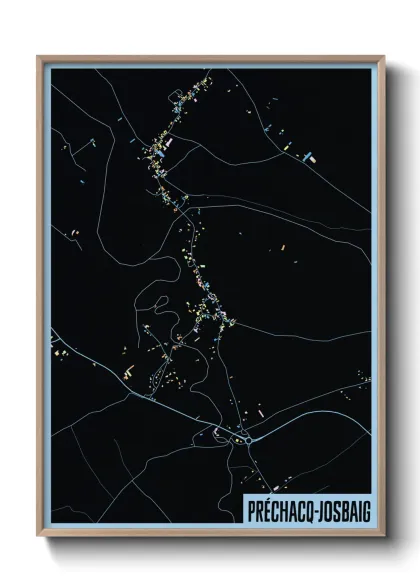 Une affiche de carte sur Préchacq-Josbaig