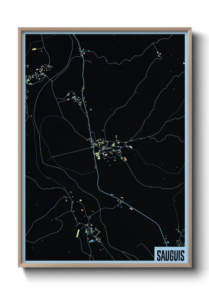 Une affiche de carte sur Sauguis