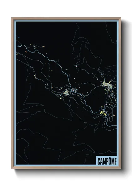 Une affiche de carte sur Campôme