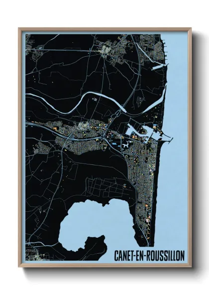 Une affiche de carte sur Canet-en-Roussillon