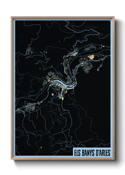 Une affiche de carte sur els Banys d'Arles