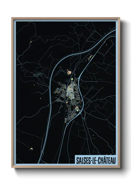 Une affiche de carte sur Salses-le-Château