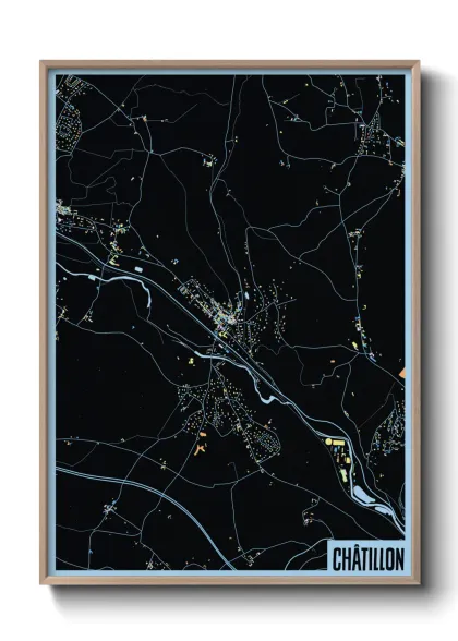 Une affiche de carte sur Châtillon