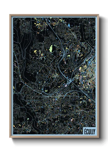 Une affiche de carte sur Écully