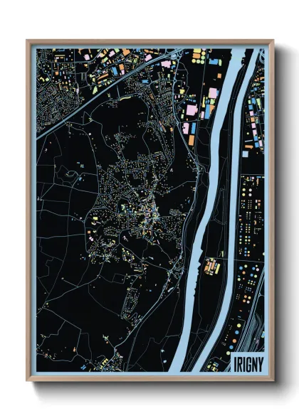 Une affiche de carte sur Irigny