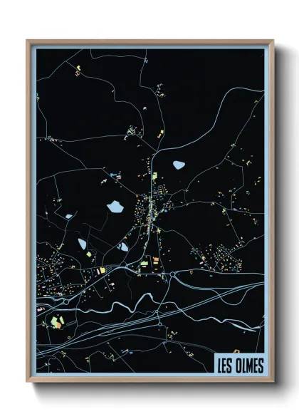 Une affiche de carte sur Les Olmes