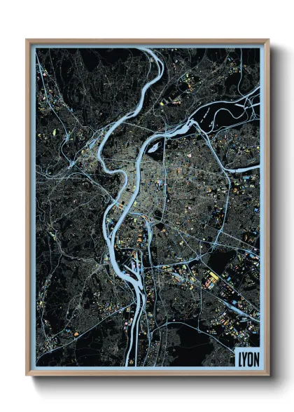 Une affiche de carte sur Lyon