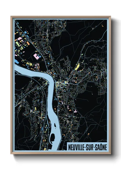 Une affiche de carte sur Neuville-sur-Saône