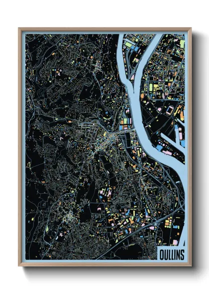 Une affiche de carte sur Oullins