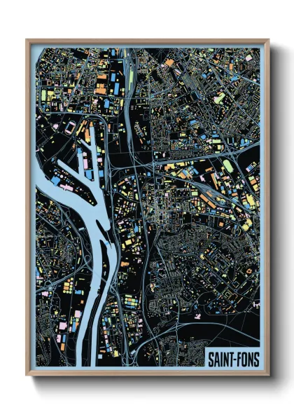 Une affiche de carte sur Saint-Fons