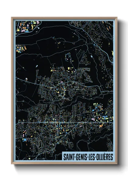 Une affiche de carte sur Saint-Genis-les-Ollières