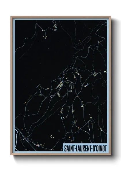 Une affiche de carte sur Saint-Laurent-d'Oingt