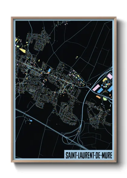 Une affiche de carte sur Saint-Laurent-de-Mure