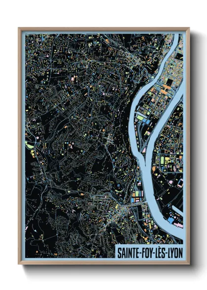 Une affiche de carte sur Sainte-Foy-lès-Lyon