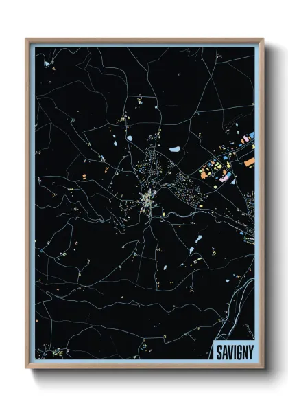 Une affiche de carte sur Savigny