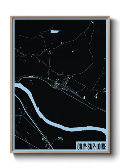 Une affiche de carte sur Gilly-sur-Loire