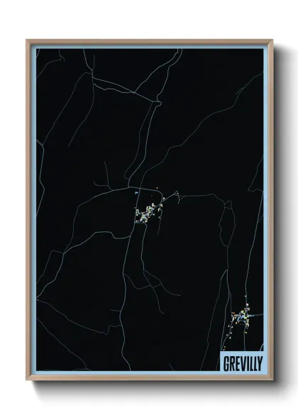 Une affiche de carte sur Grevilly