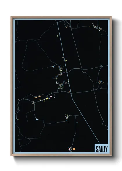 Une affiche de carte sur Sailly