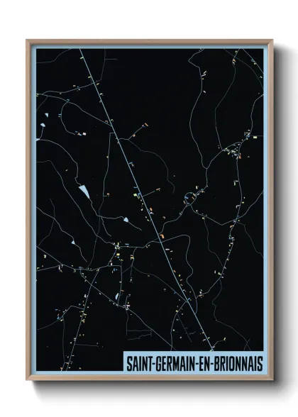 Une affiche de carte sur Saint-Germain-en-Brionnais