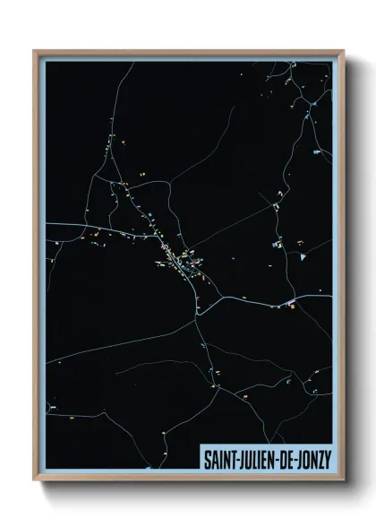 Une affiche de carte sur Saint-Julien-de-Jonzy