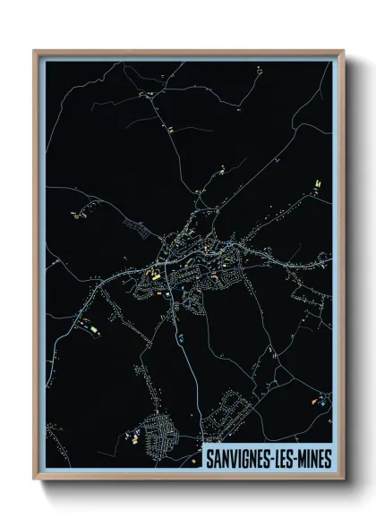 Une affiche de carte sur Sanvignes-les-Mines